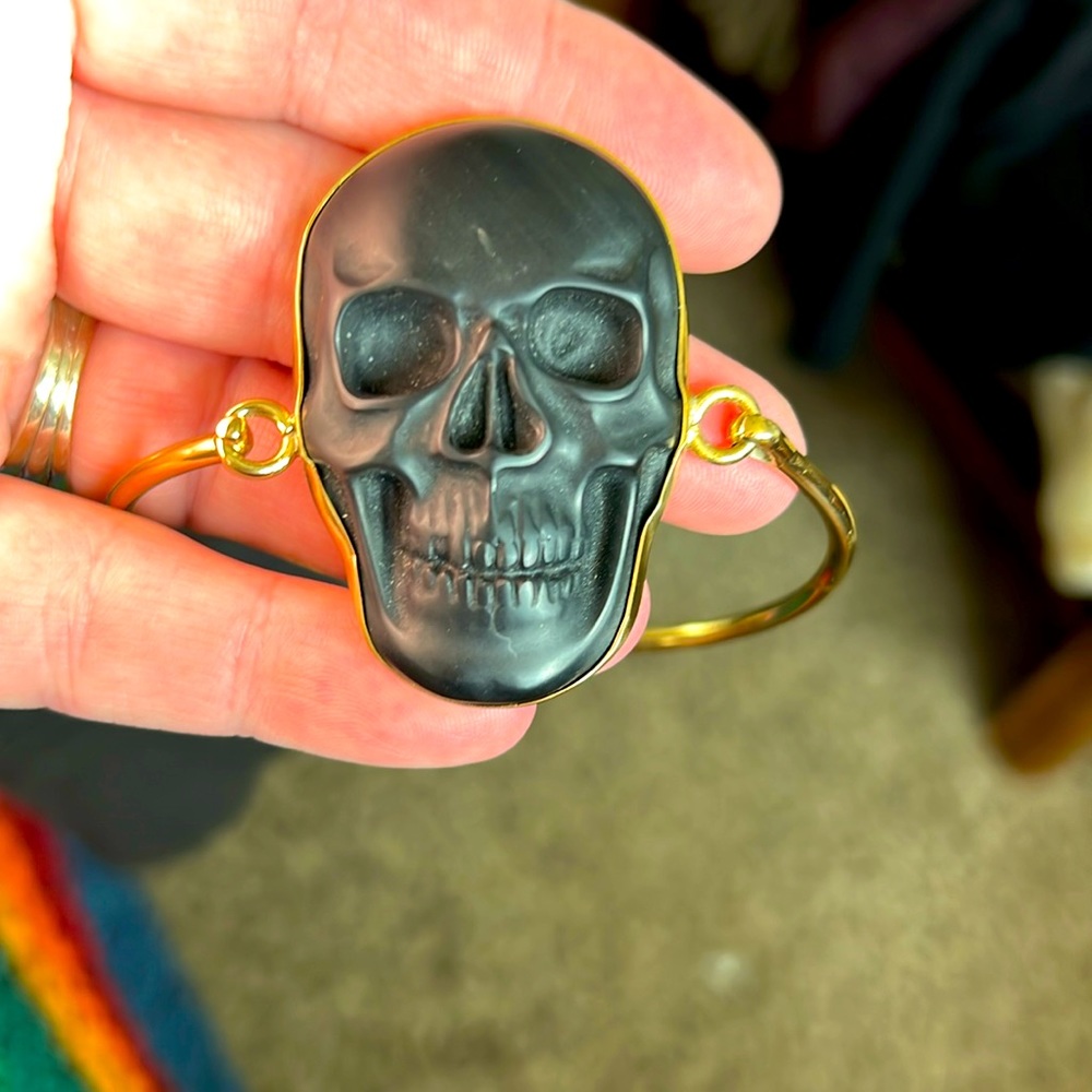 Black Obsidian Charles Albert Alchemia Skull Bracelet